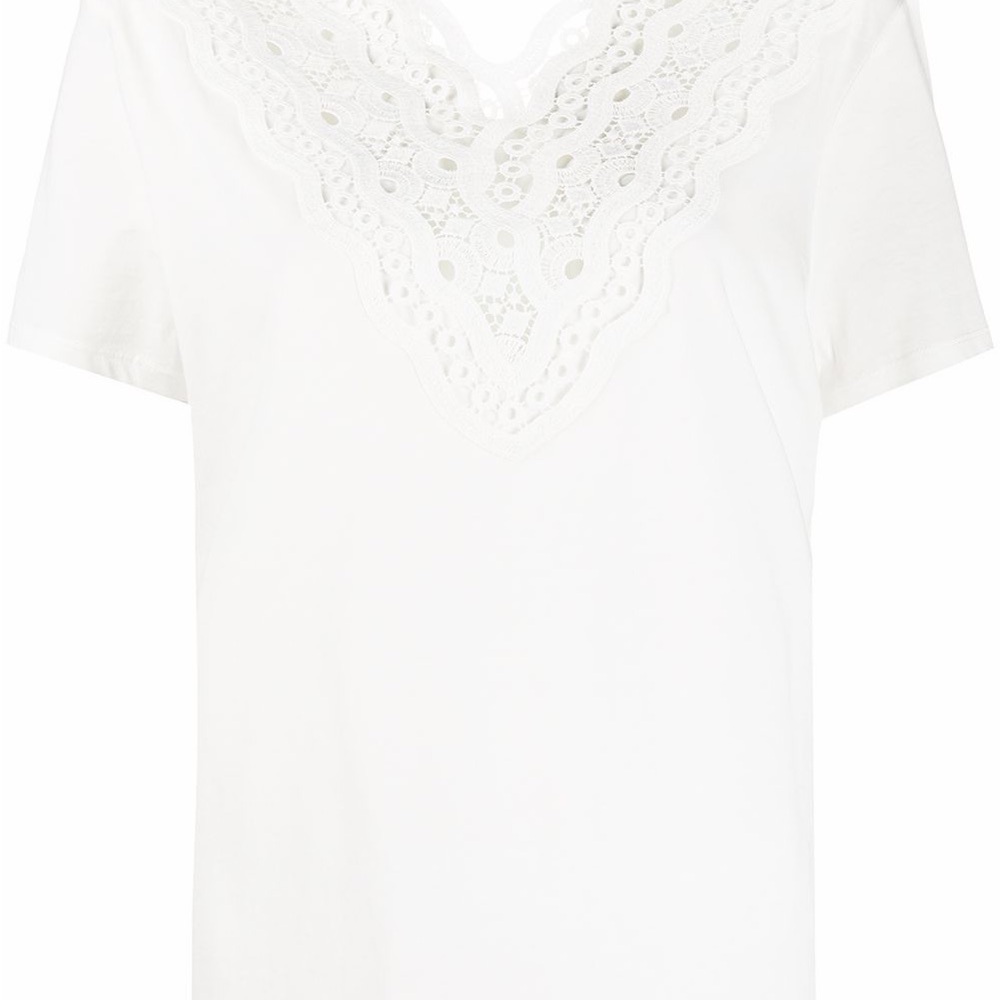 SANDRO
Embroidered Detail V-neck T-shirt In White